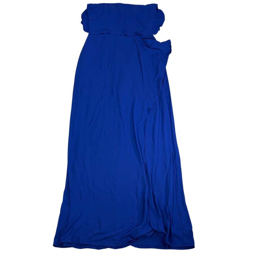 BCBGMAXAZRIA Royal Blue Strapless Ruffle Maxi Dress Size 6 Formal Evening Gown